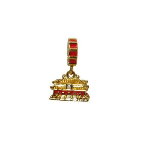 Pandora RARE Beijing Forbidden City SHINE CZ & Red Enamel Dangle Charm 768921C01 - Picture 1 of 7